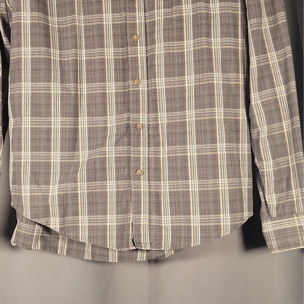 Haggar Men's Big & Tall LT Plaid Woven Cotton/Poly Button-Down Shirt Gray/White - Picture 2 of 14